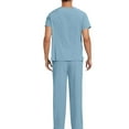 thumbnail image 4 of Men's Workwear Scrubs 2-Piece Set, Loose V-Neck Short Sleeve Multi-Pocket Top and Pants, Nursing Uniform For Medical Healthcare Duty,Light Blue,S, 4 of 4