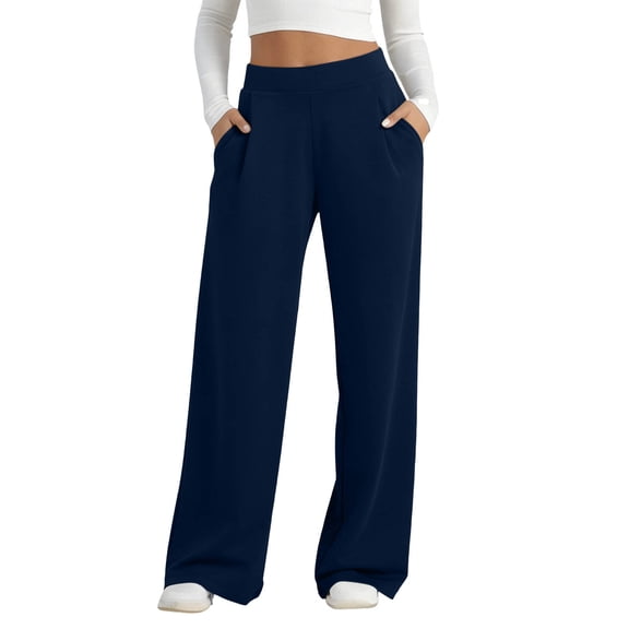 Elastic Waist Pocketed Yoga Casual Long Pants For Women Summer Stretchy Relaxed Fit Comfortable Active Everyday Wear Versatile Style Breathable