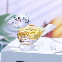 Glass Yellow Bird Figurine Birds Statue Crystal Animal Sculpture Decorative Ornaments for Home Decoration,Birthday Present,Women Gift of Happiness