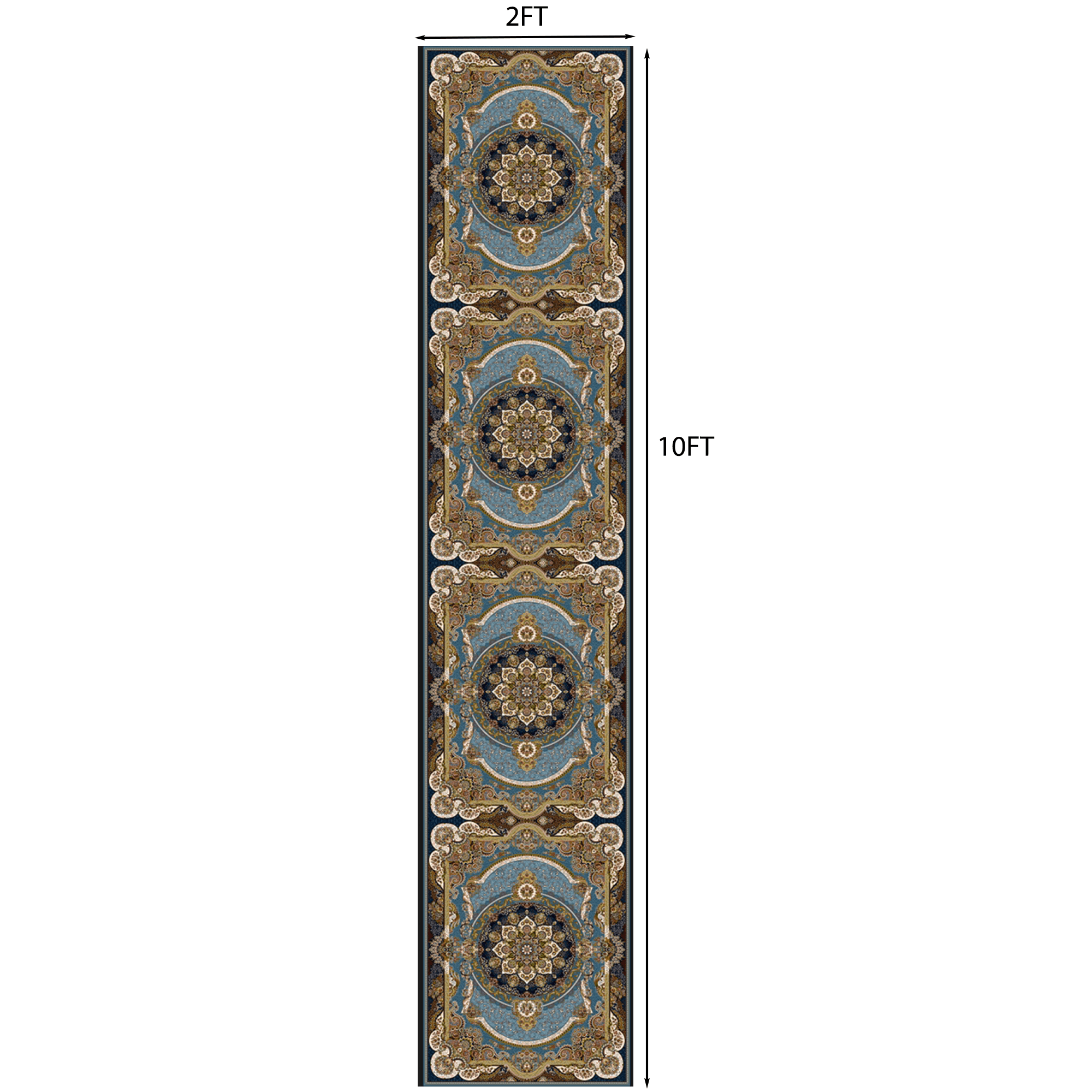 Mitzzllc Runner Rug 2'x10' Non Slip Hallway Vintage Rugs,Machine Washable Long Floor Carpet Entryway Area Rugs,Blue and Black