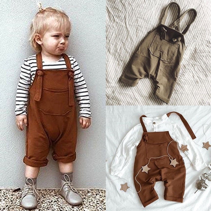 Toddler Infant Baby Girls' Dungarees Baby Unisex Overalls Adjustable Strap Suspender Pants One-Piece Jumpsuit with 2 Pockets Spring Summer Bib Outfits 0-6 Years 