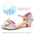 thumbnail image 3 of ADAMUMU Girls Princess Glitter High Heel Sandals Sweet Bow Dress Up Shoes Colorful Crystal Open Toe Shoes for Wedding Party Wedding Rainbow Size 13 Little Kid, 3 of 5
