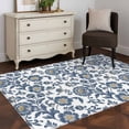 thumbnail image 3 of Blue Flowers Area Rugs 2.7'x5', Washable Small Throw Rugs for Kitchen Bedroom, Farmhouse Botanical Floral Patterned Indoor Outdoor Rug Non-Slip Low Pile Carpet Runner Reversible Floor Mats, 3 of 8
