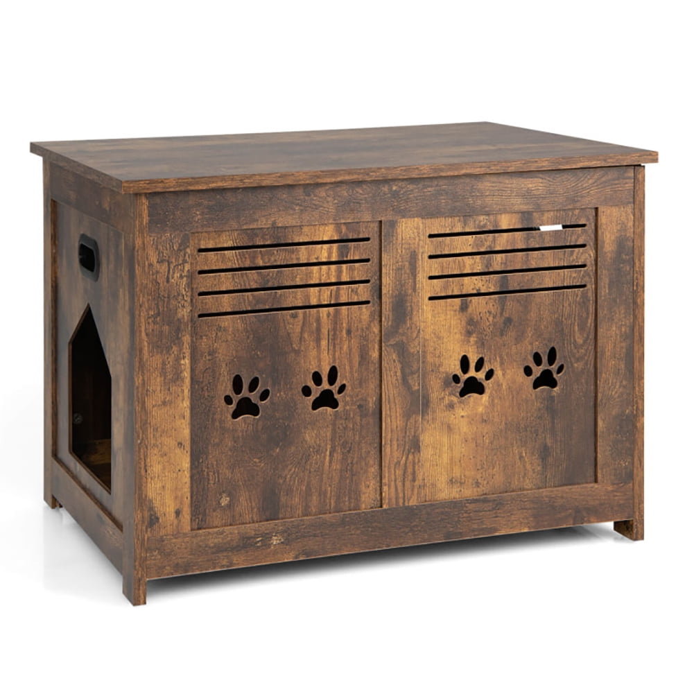 Yardi Yard Flip-Top Hidden Cat Washroom Bench with Side Entrance-Brown, Cat Litter Box Furniture, Litter Box Enclosure, Pet Crate, Cat Washroom Cabinet, Fits Most Litter Box Yardi Yard Flip-Top Hidden Cat Washroom Bench with Side Entrance-Brown, Cat Litter Box Furniture, Litter Box Enclosure, Pet Crate, Cat Washroom Cabinet, Fits Most Litter Box