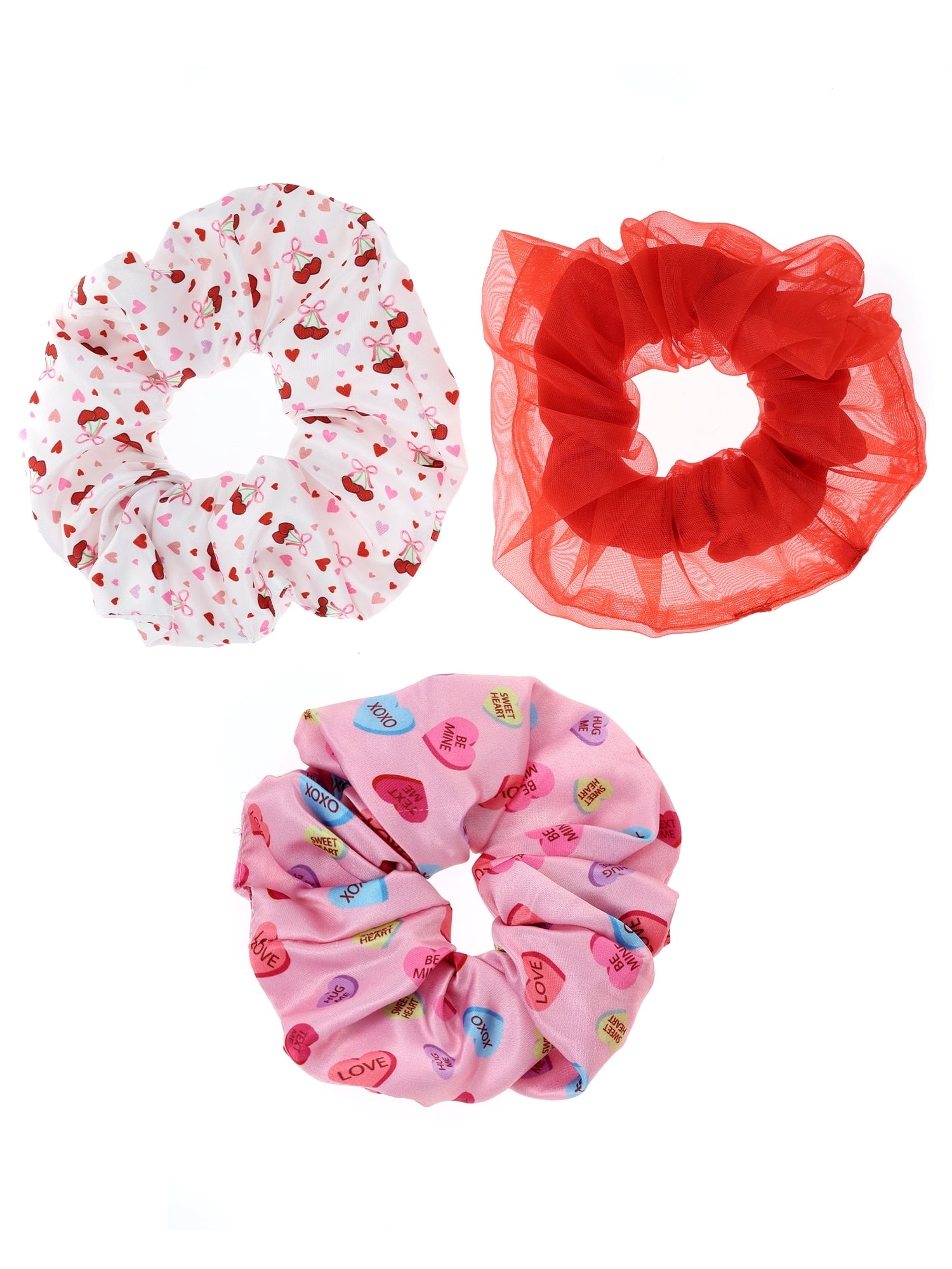 Way to Celebrate Valentine's Day Pink Scrunchies Set,3 Piece