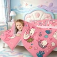 thumbnail image 4 of Manfei Salamander Pattern 7-Piece Twin Bedding,Purple Axolotl Bedding Comforter Set,Pink Reversible, 4 of 7