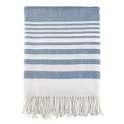 SARO TH160.NB5060 Striped Throw Blanket Natural