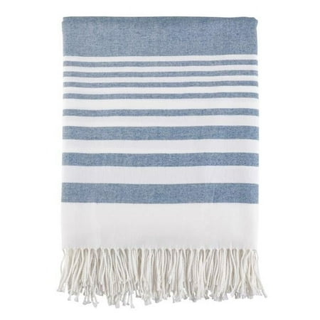 SARO TH160.NB5060 Striped Throw Blanket Natural