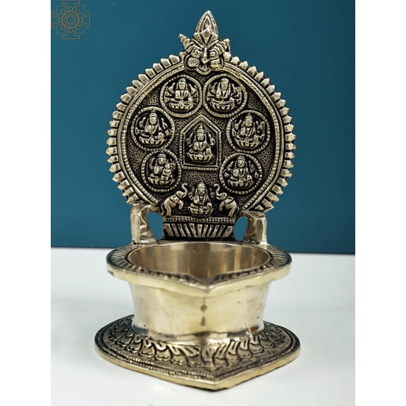 7" Ashtalakshmi Diya | Brass Diya | Handmade
