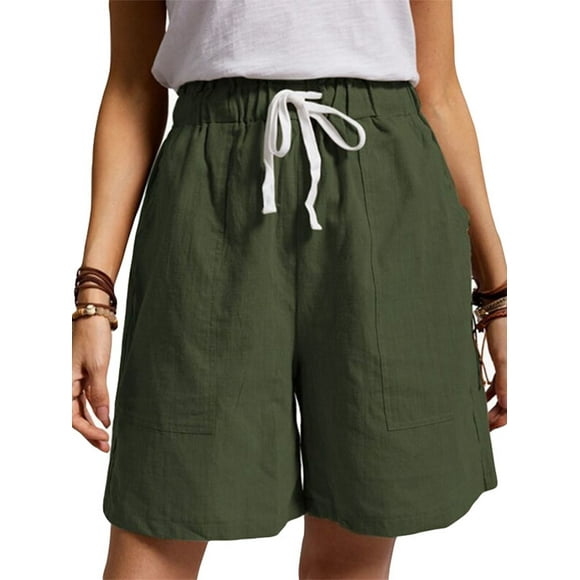 Avamo Femmes Pantalons Chauds Bermudas Plage Shorts Taille Haute Casual Été Vert XL