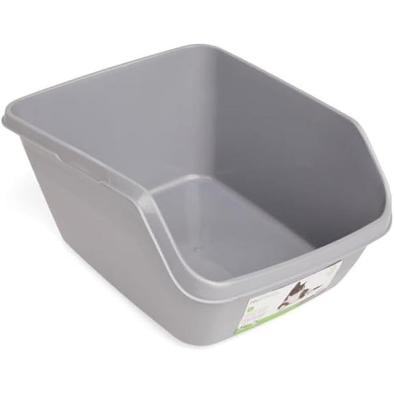 So Phresh Scatter Shield High-Back Litter Box in Gray, 18.5" L X 15" W X 8.5" H Large