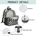 thumbnail image 4 of Black and White Checkered Backpack Backpack for School,Cute School Bag,Schoolbag with Adjustable Shoulder Straps & Padded Back,13.8"x11.4"x6", 4 of 6