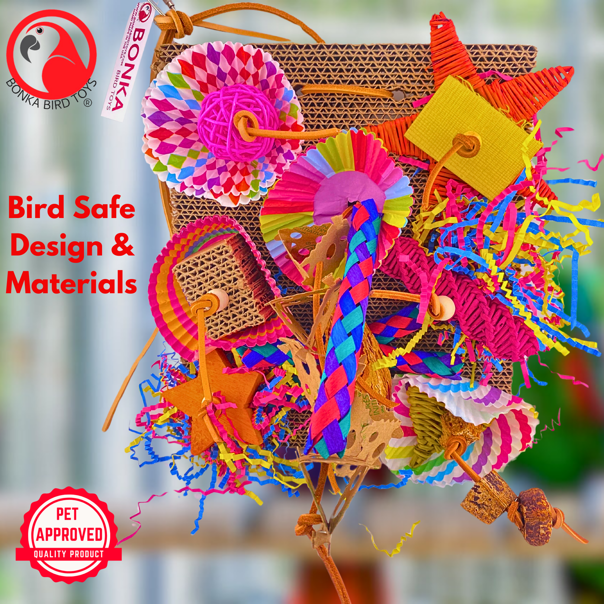 Bonka Bird Toys 2644 Fiesta Foraging Board Chew Forage Shred Parrot Cage Toy Pet