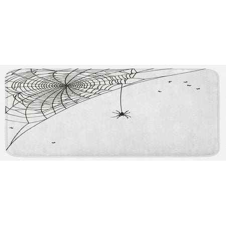 

Spider Web Kitchen Mat Corner Cobweb with a Hanging Insect Hand Drawn Style Gothic Design with Flies Plush Decorative Kitchen Mat with Non Slip Backing 47 X 19 Black White by Ambesonne
