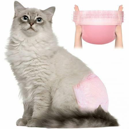 TELOLY Cat Diapers, Stretchy Waist Wraps for Male & Female Cats, Heat Period Pink, Super Absorbent Leak-Proof Disposable Diapers for Cats & Dogs Disposable Dog Diapers Female Xs