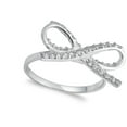 thumbnail image 4 of White Cubic Zirconia Ribbon Infinity Knot Ring Sterling Silver Band 925 Jewelry Female Male Size 6, 4 of 4