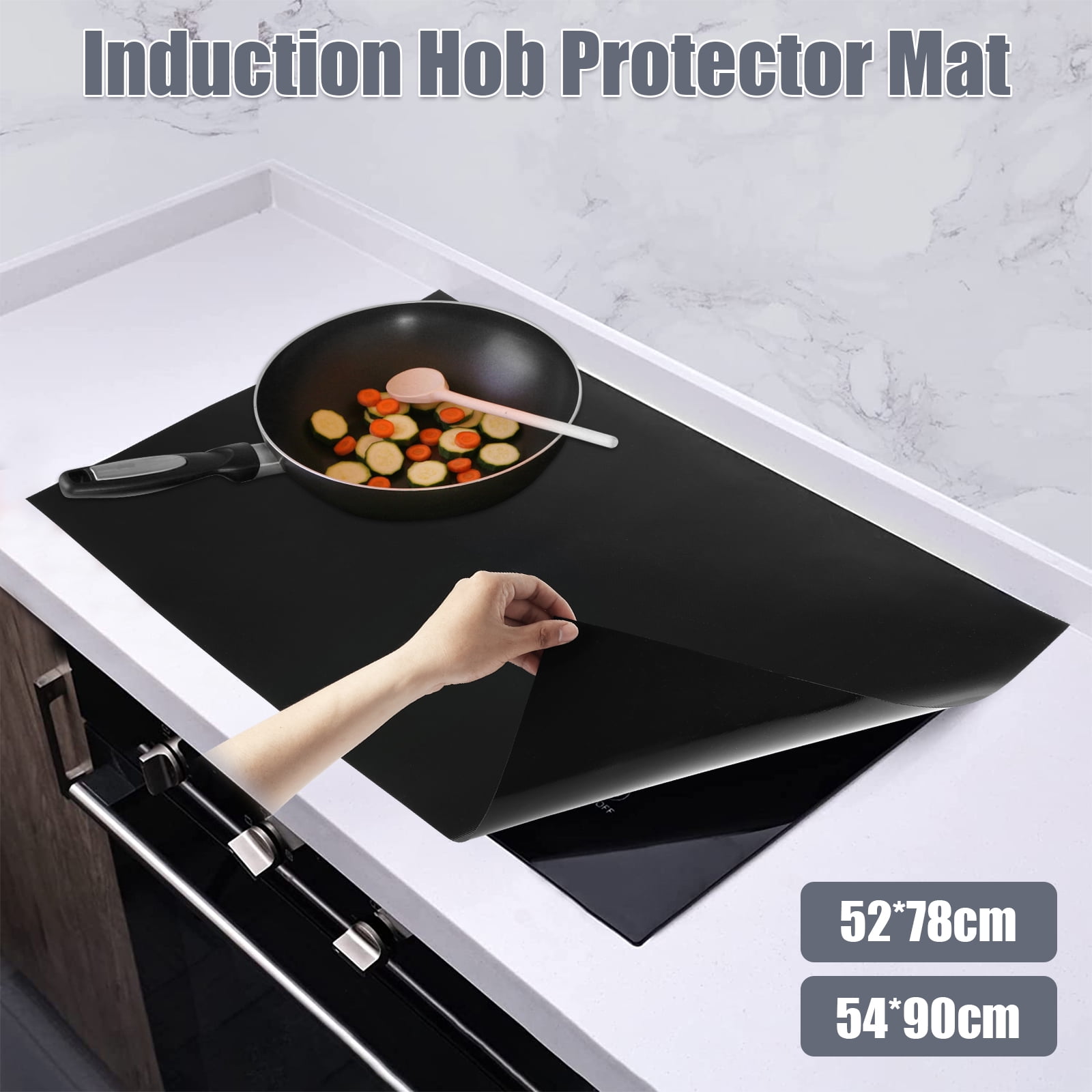 Evjurcn Induction Cooker Cover Stove Cover for Electric Stove Silicone  Anti-Scratch Magnetic Stove Thin Mat Induction Cooktop Protector  Multipurpose Stove Top Cover Pad(Black,52x78cm) 