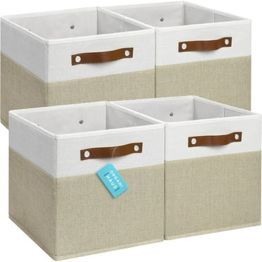 DXYKOPA 12x12 Fabric Storage Bins - Cube Fabric Organizer Bins with Vegan Handles Storage Cubes Cubbies Organizer Boxes 12Inch Cubic Baskets for Shelves - Grey/Black