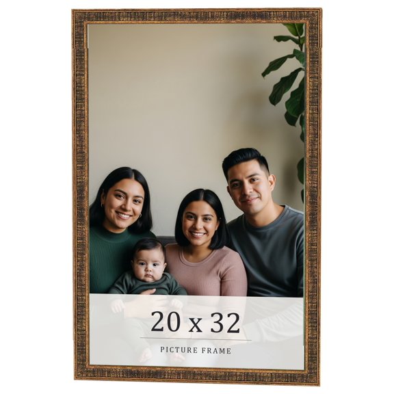 20x32 Frame Gold Kingsley Distressed Solid Wood Picture Frame Width 0.75 Inches | Interior Frame