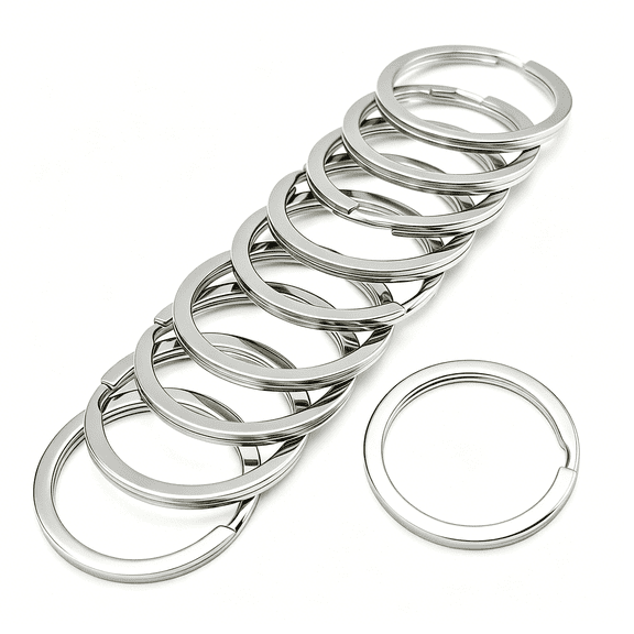DESIGNICE 11 Pcs Stainless Steel Keyrings,Heavy Duty Round Split Key Chain Rings,30 Mm/1.2 Inch Flat Keyring