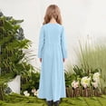 thumbnail image 6 of BLTIBY Girls Long Sleeve Dresses Casual Round Neck Solid Shift Everyday Dress with Pockets Light Blue 7-8 Years, 6 of 6