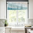 thumbnail image 3 of Kitchen Curtains Valances and Tier Set, 3 Pieces Rod Pocket Tiers Curtain Watercolor Blue White Wave Ripple Ocean Beach Small Window Valance Sets Treatment Drapes Coastal Landscape, 3 of 5