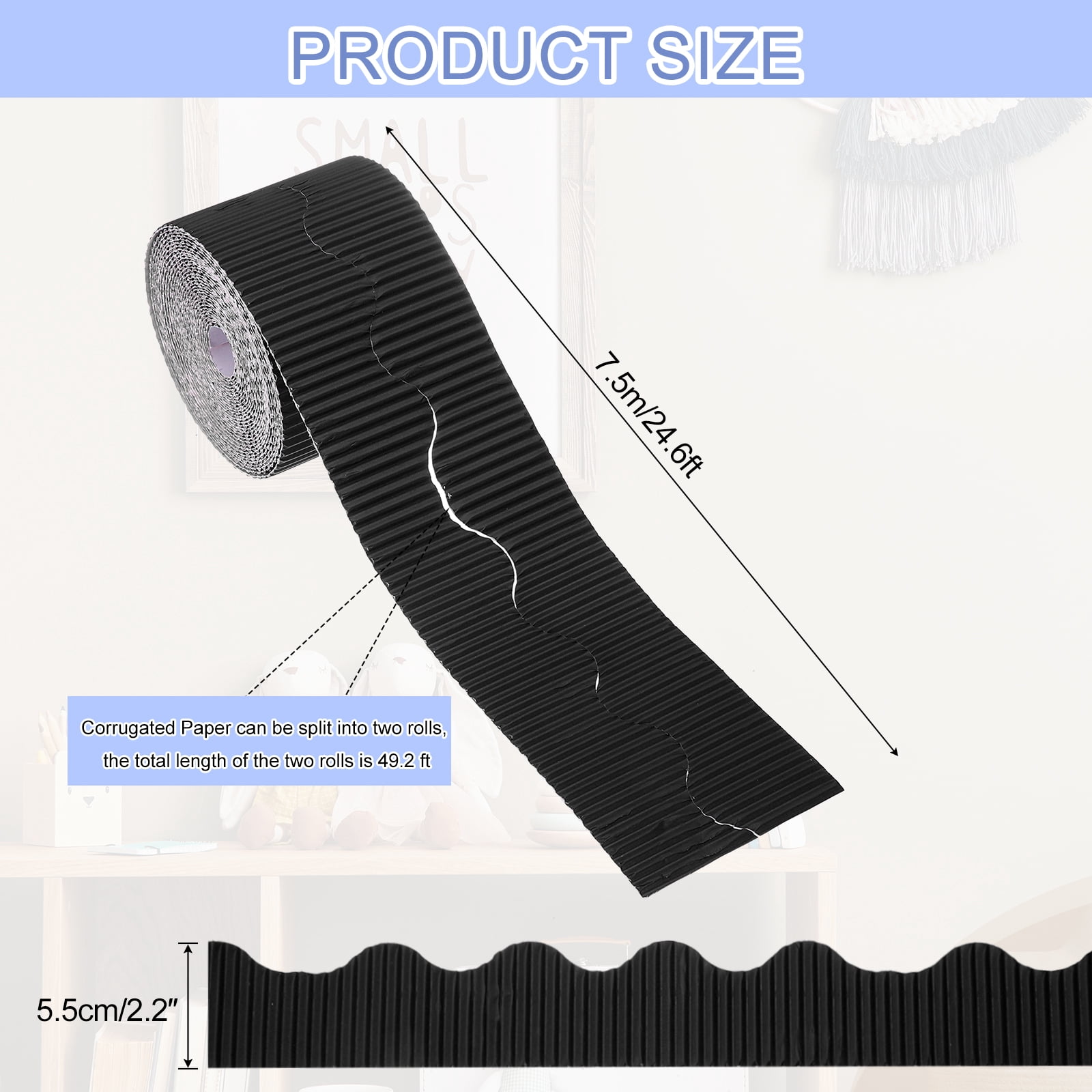 Unique Bargains Bulletin Corrugated Paper Decorative Wavy Border Black