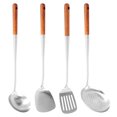 thumbnail image 1 of Long Handle Stainless Steel Wok Spatula Kitchen Slotted Turner Rice Spoon Ladle Cooking Tools Utensil Set, 1 of 8