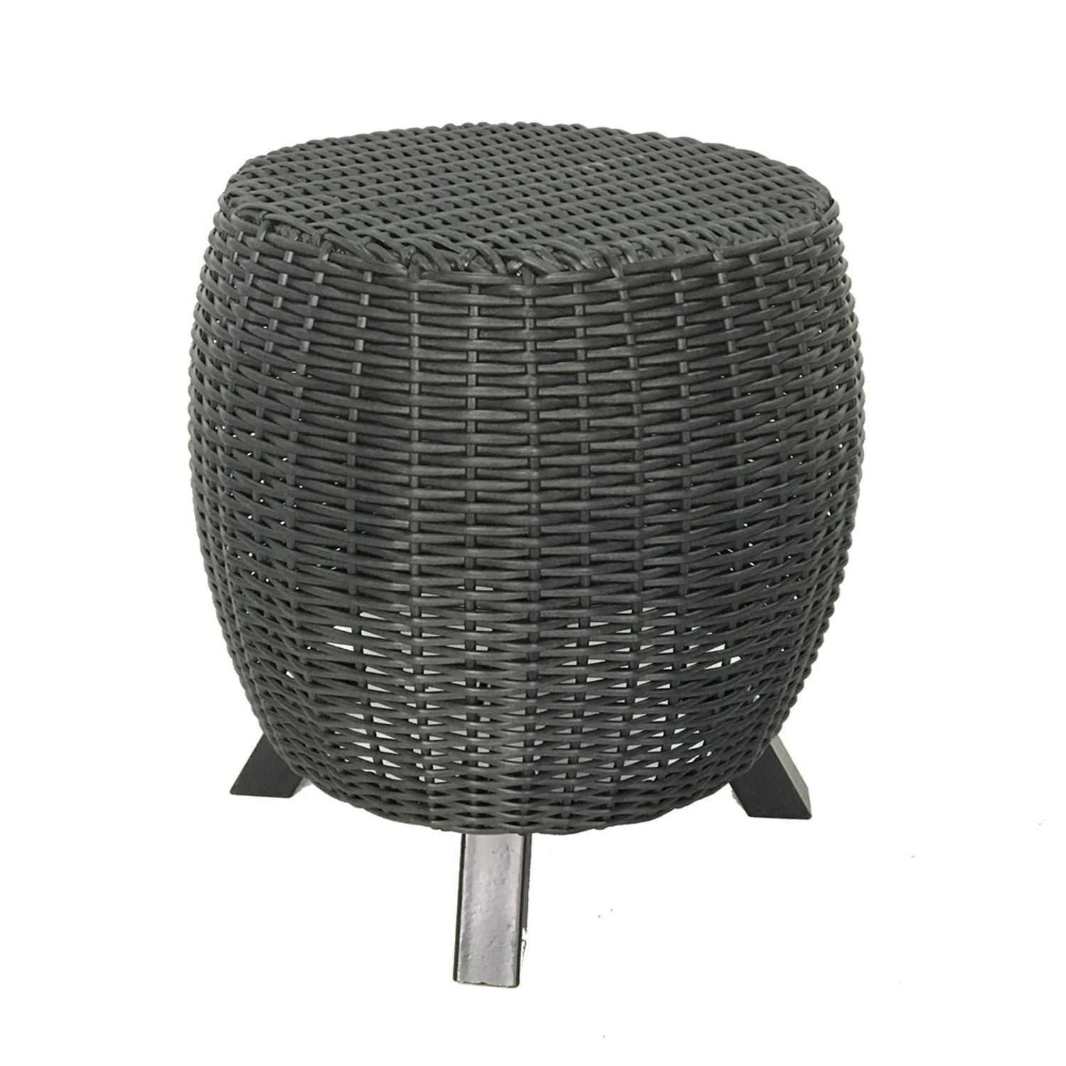 Table d'appoint/tabouret Lisa de Grapevine en osier, noir mat