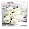 thumbnail image 3 of Nvzi 12 piezas de flores artificiales rosas, ramo de flores blancas realistas para la mesa del hogar de la fiesta nupcial, 3 of 4
