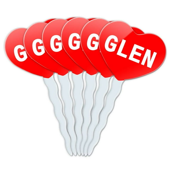 Glen Heart Love Cupcake Picks Toppers - Set of 6