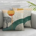 thumbnail image 3 of Creowell  Mid Century Modern Boho Throw Pillow Cushion Cover, Minimalist Abstract Boho Roundy Stripes and Leaf with Sun, Decorative Square Accent Pillow Case, Amber Champagne Dusk, 3 of 5