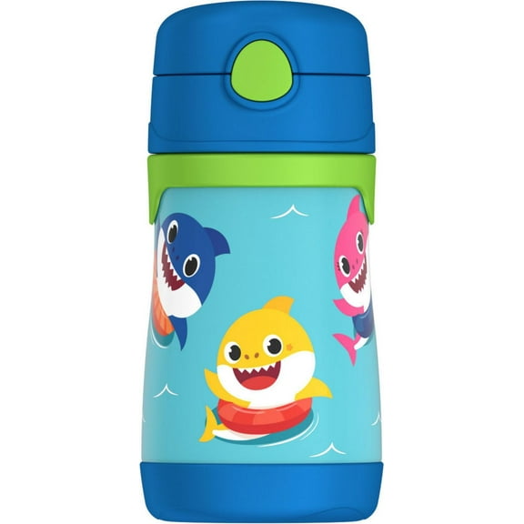 Thermos Kids 10 oz Stainless Steel Straw Bottle, Baby Shark