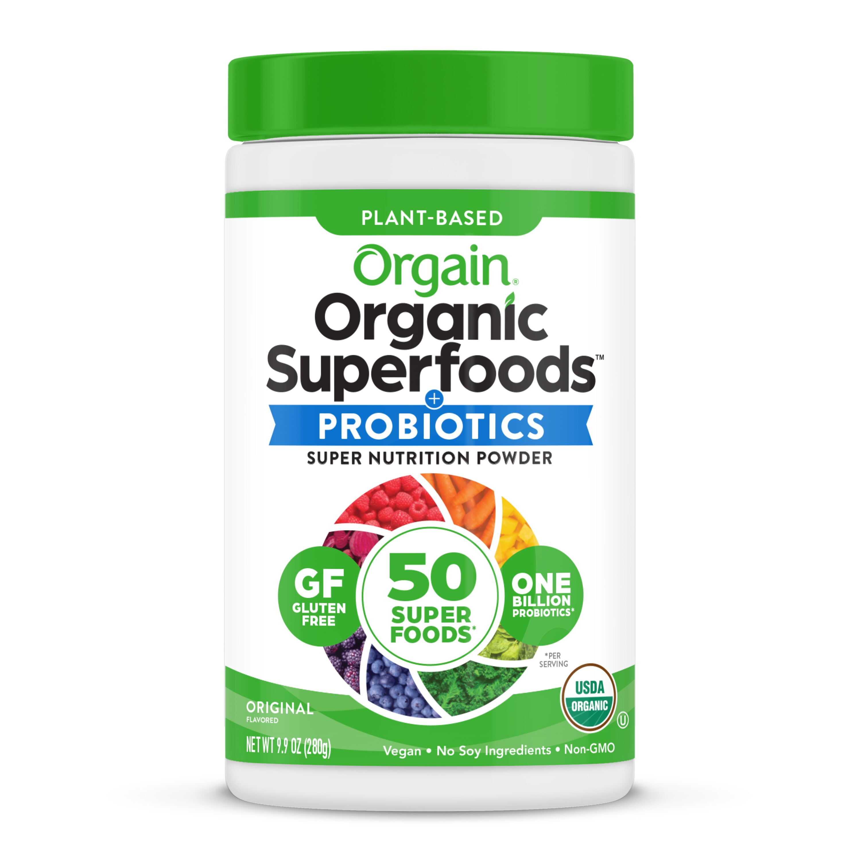Orgain Organic Vegan Green Superfoods Powder, Original Flavor, Antioxidants, 1B Probiotics, 0.62lb