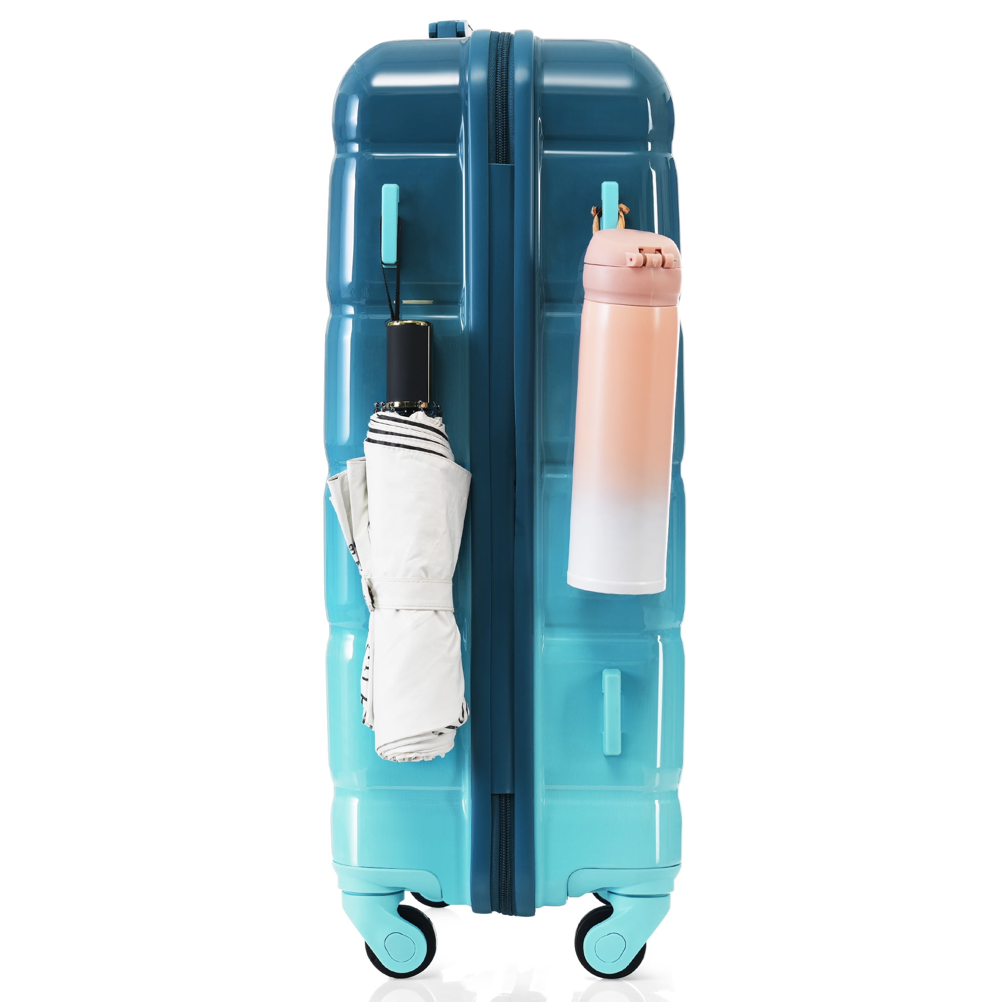 3-Piece Luggage Set, 20 Inch Airline Approved Carry-On with USB Port, ABS+PC Hardshell Suitcase with 360° Spinner Wheels & Side Hooks