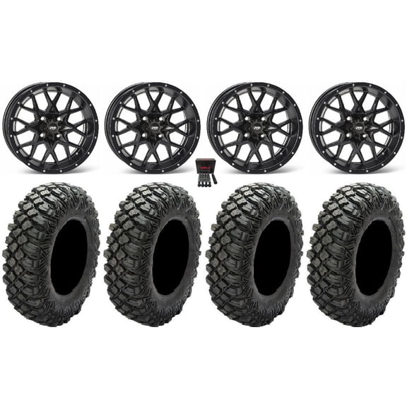 ITP Hurricane 16" Wheels Black 35" Crawler XG Tires Kawasaki Mule Pro FXT