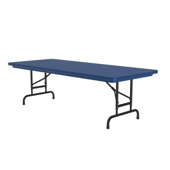 Correll Adjustable Height Commercial Blow-Molded Plastic Folding Table, 30x72" RECTANGULAR BLUE, BLACK