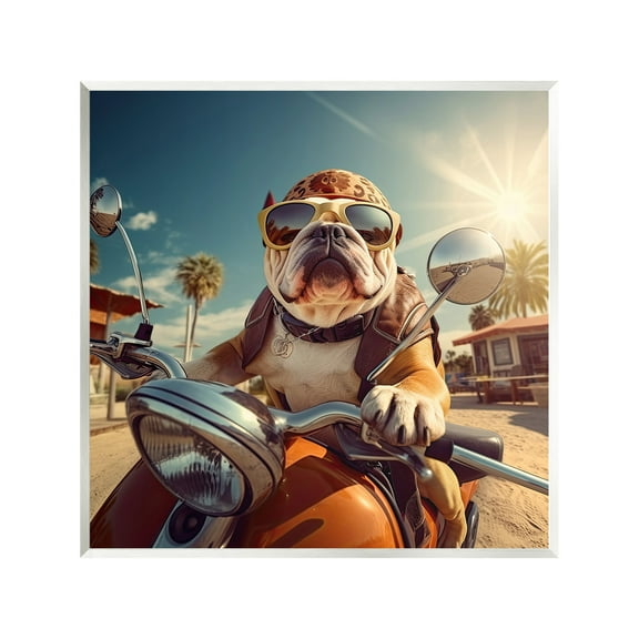Stupell Industries Summer Motorcycle Dog Animals & Insects Painting Unframed Art Print Wall Art, 12 x 12