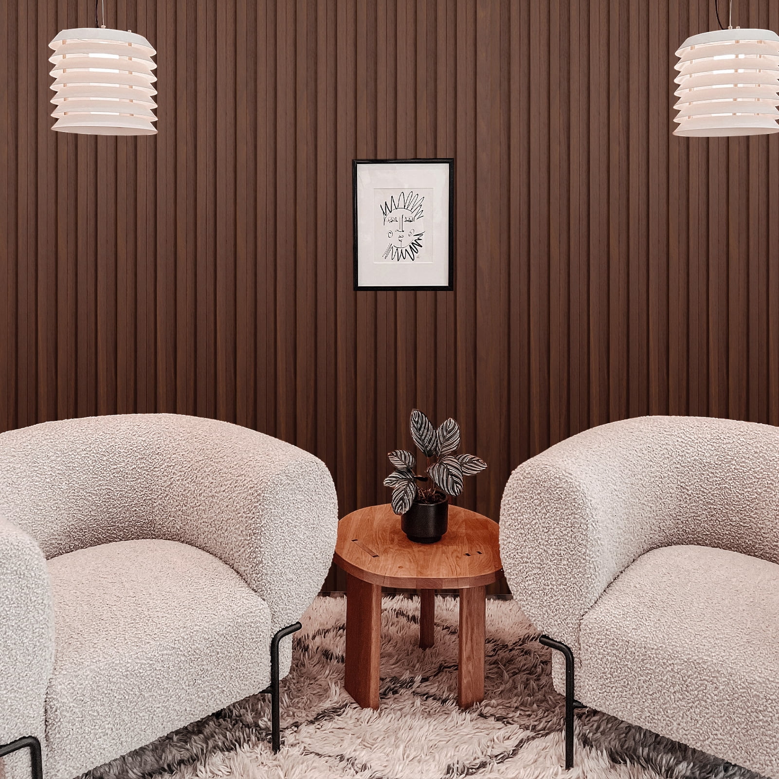 Art3d 4-Piece 104'' x 5.7''x 0.67'' Solid Wood Slat Wall Panels for Interior and Ceiling Decor,16.5 Sq.ft/Case,Walnut