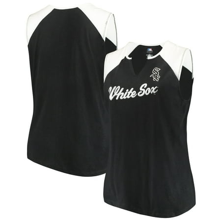 Women's Majestic Black/White Chicago White Sox Plus Size Shutout Supreme Sleeveless Muscle Tank Top