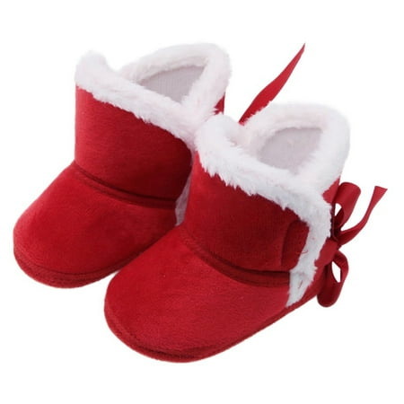 Image of Gyratedream Newborn Toddler Lace Up Warm Snow Boot Winter Outdoor Shoes Baby Girls First Walkers Anti-slip Shoes for 0-18M