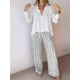 thumbnail image 5 of Conjunto de Dos Piezas para Mujer, con Estampado Geométrico, Pantalones de Cintura Alta y Camisa Sencilla. Gris XXXL, 5 of 7