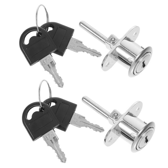 OULII 2Pcs Office Drawer Lock Set Silver with Keys Durable Concealed Cabinet Locks