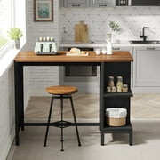Tribesigns Kitchen Island with 5 Open Shelves, Industrial Dining Island Table with Large Worktop, 43 Inch Butcher Block Island with Storage shelves