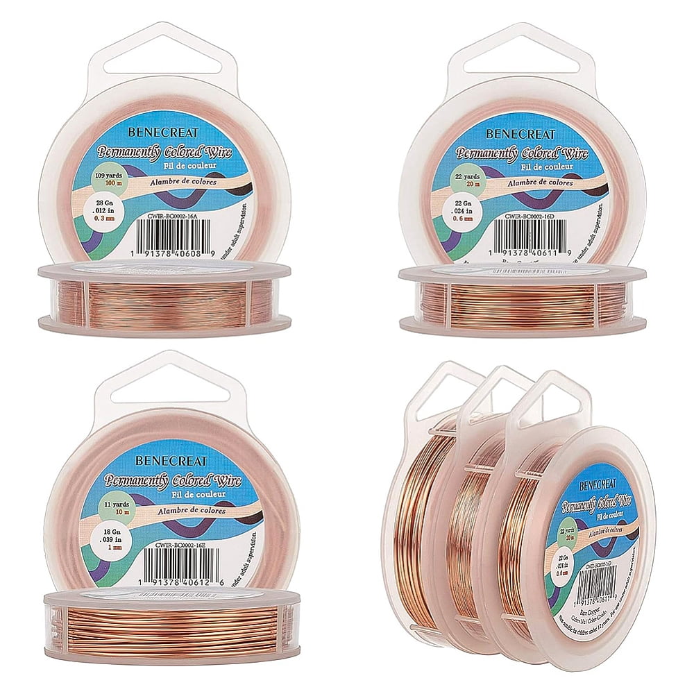 Round Copper Wire for Jewelry Making Long-Lasting Plated Raw(Unplated) 18-28 Gauge 0.3-1mm 3 rolls/set