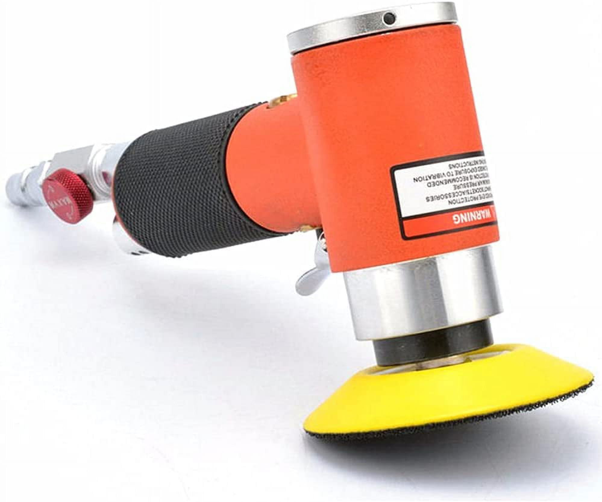 Mini Air Polisher 2/3 Inch Random Orbital Small Pneumatic Sander Eccentric Polisher Sandpaper Machine Automatic Beauty Power Tool (16000RPM) (2'' 3'' Pitted Texture Orange Air Sander)