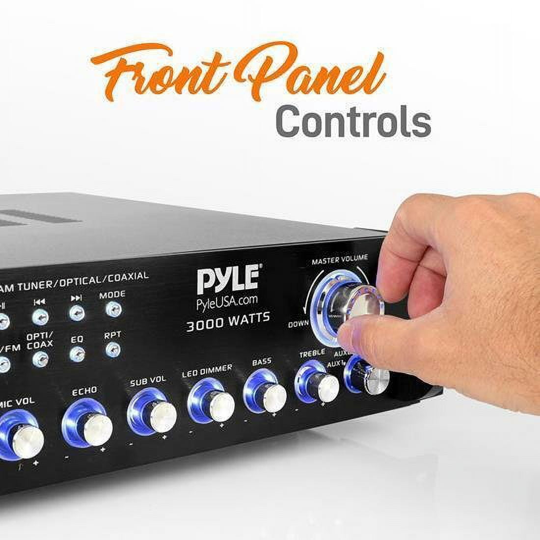 Pyle 3000W 4 Channel Bluetooth Hybrid Preamplifier System w/Microphones & Remote