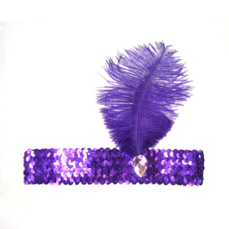 Head Piece Costume Flapper Feather Headband Sequin Hairband Party Accessories