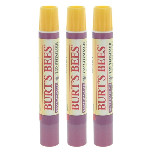 Burts Bees Lip Shimmer Watermelon by Burts Bees for Women 0.09 oz Lip Shimmer Pack of 3