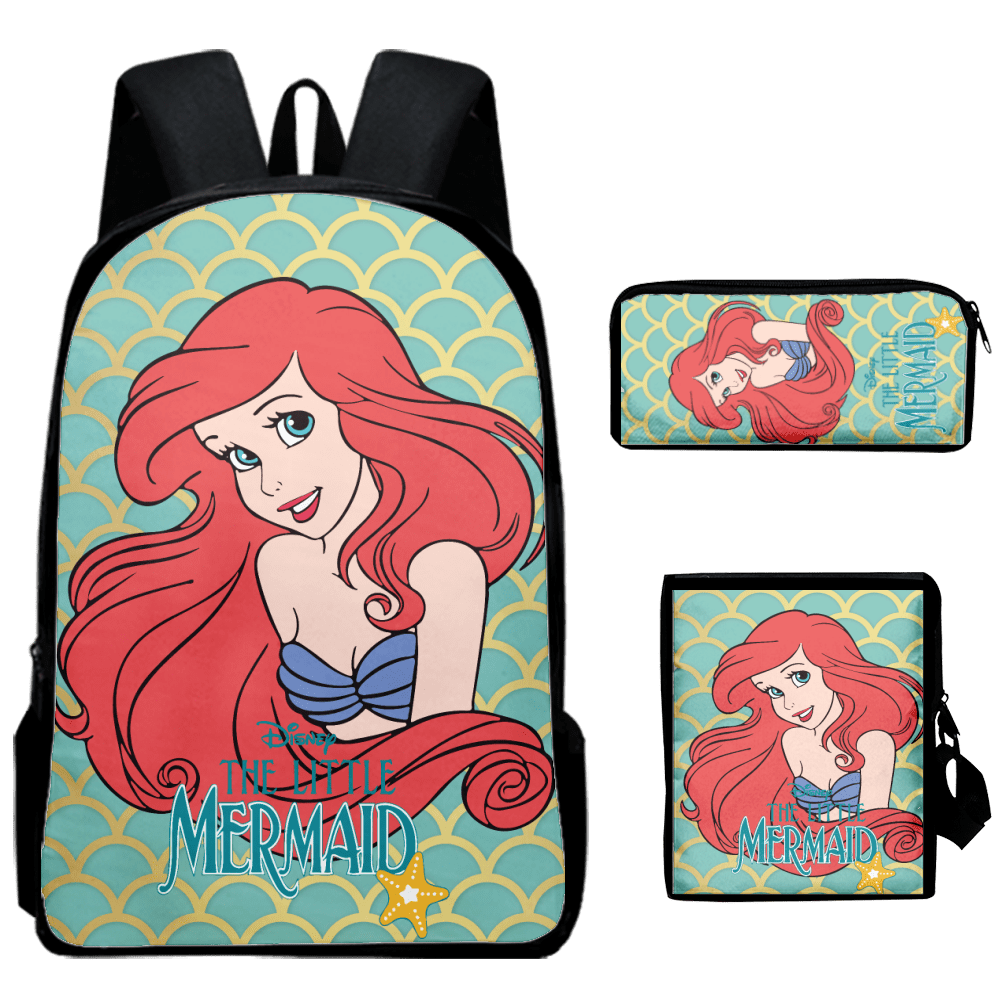 Fnyko Backpack Cartoon The Little Mermaid Backpack 3D Printing Travel ...